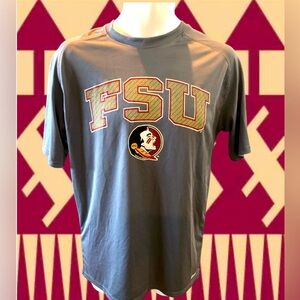 FSU Florida State Seminoles Majestic Men’s M Medium Grey Dri-Wick Logo Shirt EUC